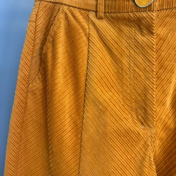 Manoush Paris Saffron Burnt Orange Corduroy Wide Leg Pants US 6 - Picture 4 of 11